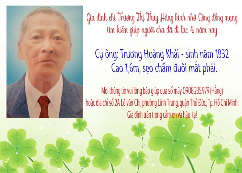 TÌM NGƯỜI THÂN ĐI LẠC 4 NĂM NAY